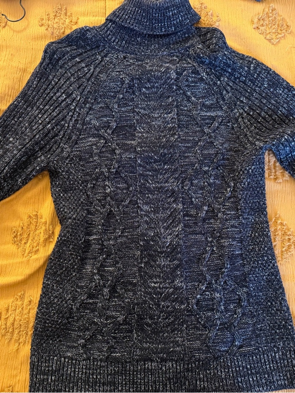 Express Men’s Navy Cable Knit Turtleneck Sweater